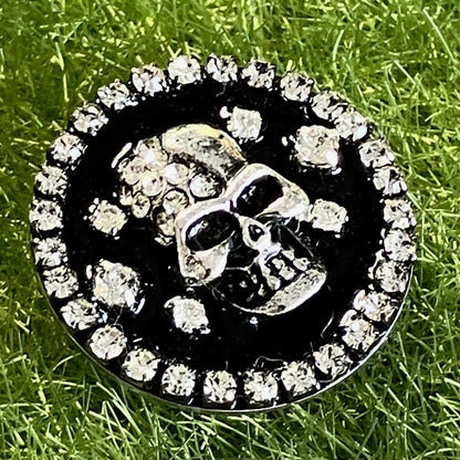 Skull ラインストーン埋め込み キラキラ ゴルフマーカー ハットクリップセット