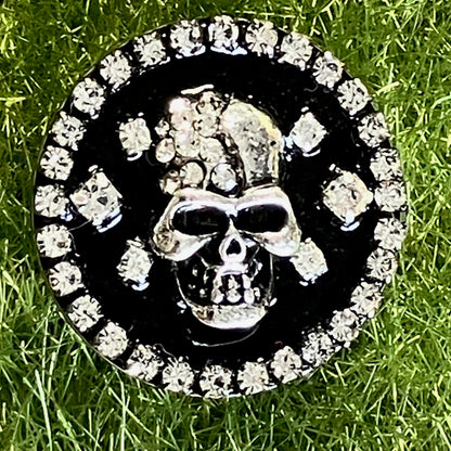 Skull ラインストーン埋め込み キラキラ ゴルフマーカー ハットクリップセット