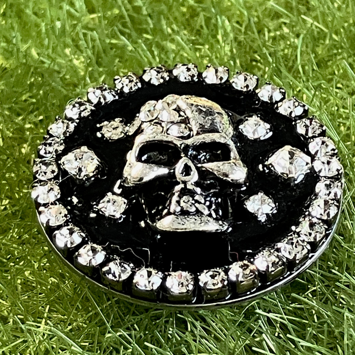 Skull ラインストーン埋め込み キラキラ ゴルフマーカー ハットクリップセット