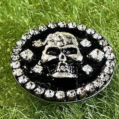 Skull ラインストーン埋め込み キラキラ ゴルフマーカー ハットクリップセット