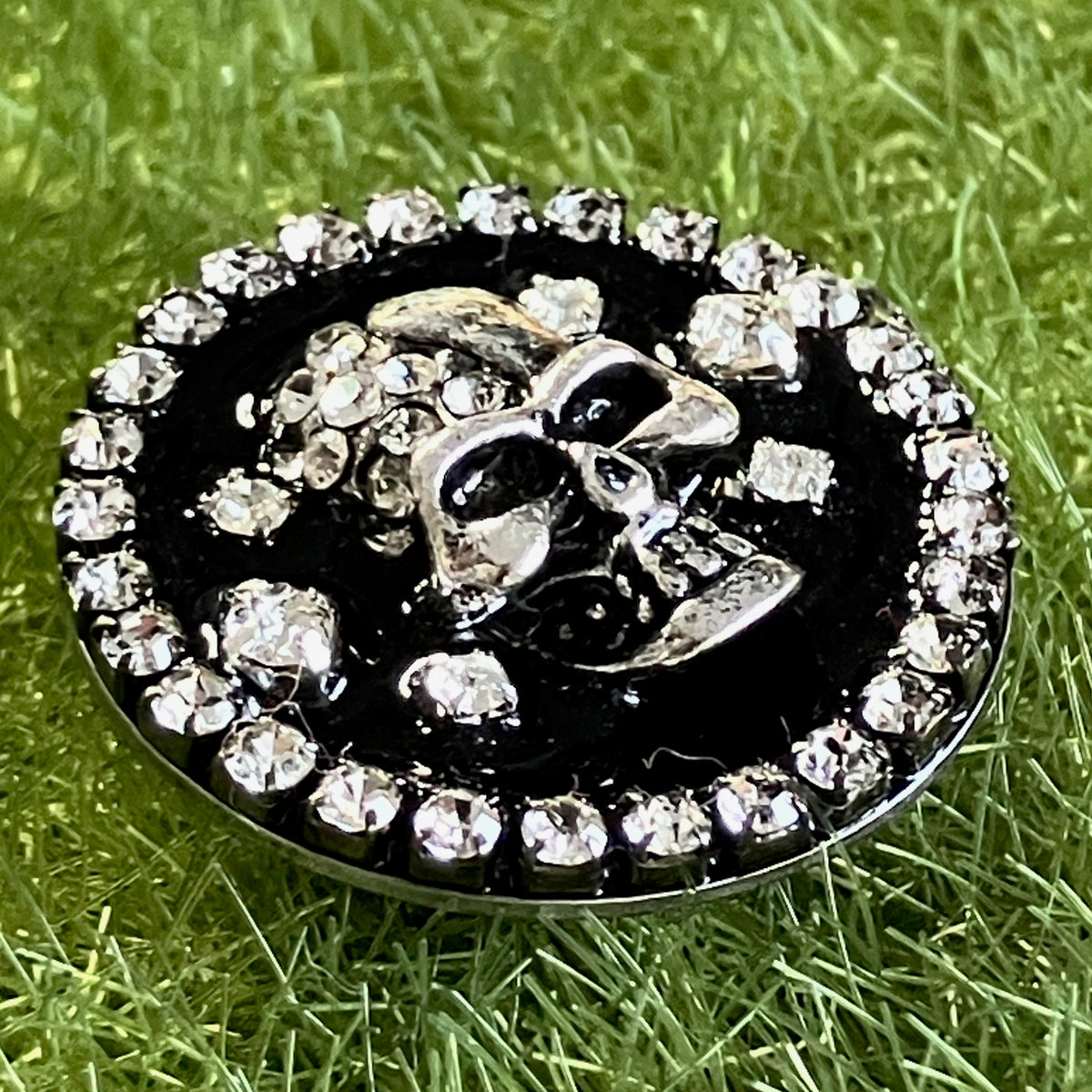 Skull ラインストーン埋め込み キラキラ ゴルフマーカー ハットクリップセット